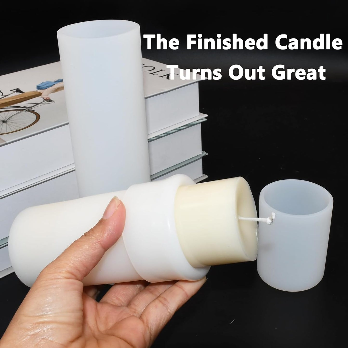 Large Cylinder Mold for Candle Making, 2x3Inch 2x6Inch 2x8Inch Cylinder Silicone Candle Mold, 3 Pcs Long Pillar Epoxy Resin Casting Mold for Wax Candle Resin Craft Making