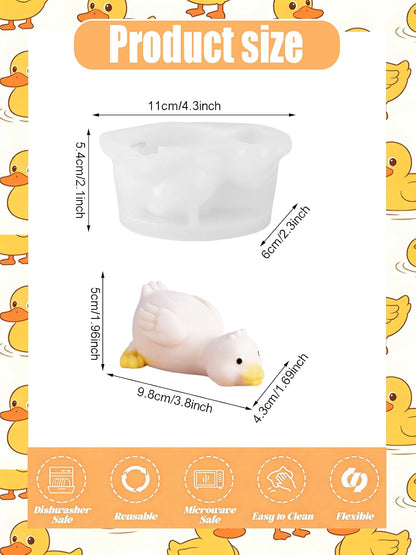 Duck Silicone Mold, 2 Pieces Duck-Shaped Fondant Mold, Reusable Ducks Soap Mold Candle Chocolate Mold Animal Resin Mold for Cake Topper, DIY Crafts, Plaster Home Decoration(Duck)