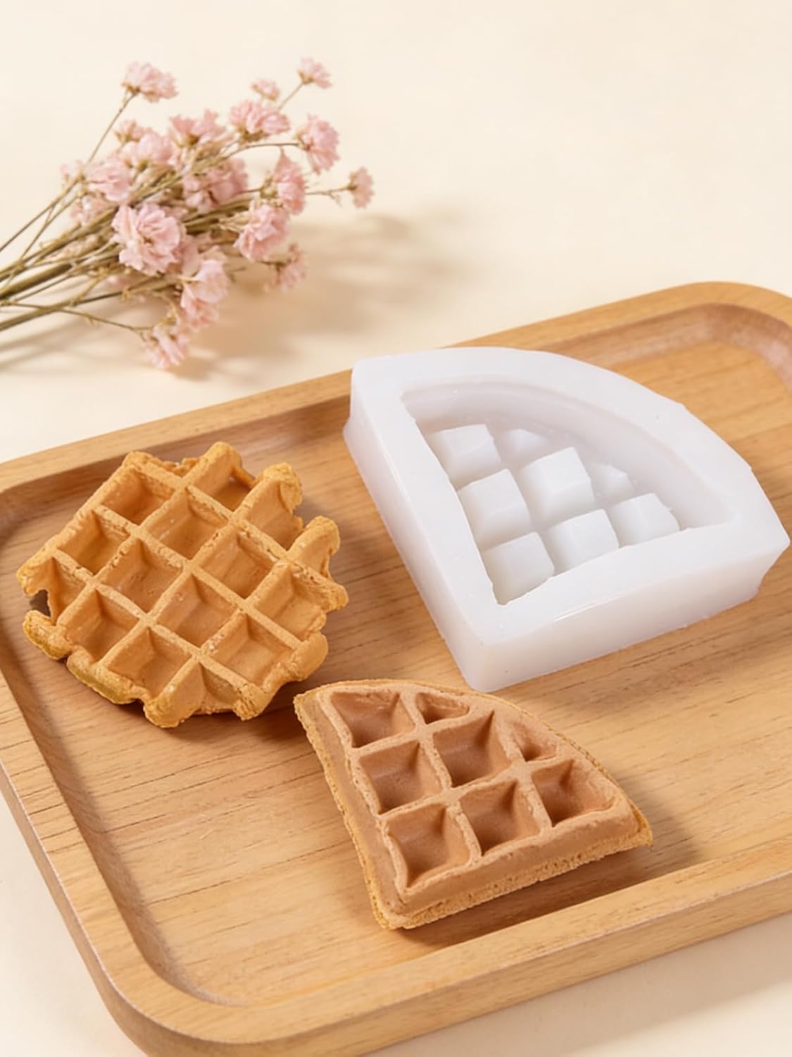 2PCS Waffle Silicone Mold, Waffles Bread Shape Candle Soap Mold for Chocolate, Fondant, Resin| 3.46IN Big Waffle Casting Molds for Baby Shower Birthday Party DIY Crafts‌ Gifts(Waffles)