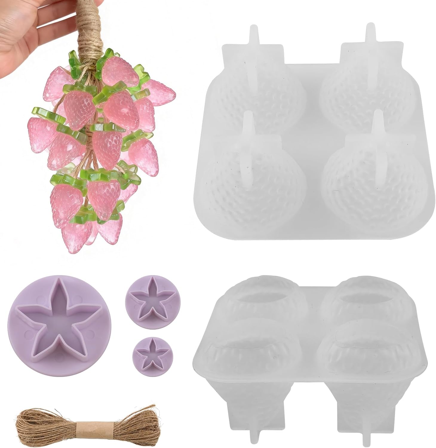 DIY Silicone Strawberry Shaped Grape Soap Molds Exquisite Soap Making Kit Moldes para Jabones Artesanales Grape Soap Mold for Handmade Soap Making Gift Christmas