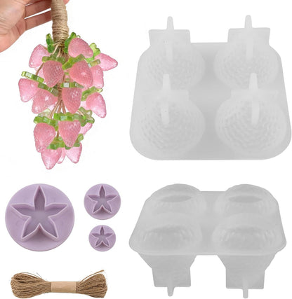 DIY Silicone Strawberry Shaped Grape Soap Molds Exquisite Soap Making Kit Moldes para Jabones Artesanales Grape Soap Mold for Handmade Soap Making Gift Christmas