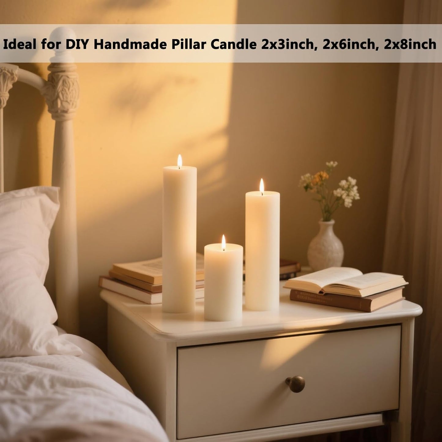 Large Cylinder Mold for Candle Making, 2x3Inch 2x6Inch 2x8Inch Cylinder Silicone Candle Mold, 3 Pcs Long Pillar Epoxy Resin Casting Mold for Wax Candle Resin Craft Making