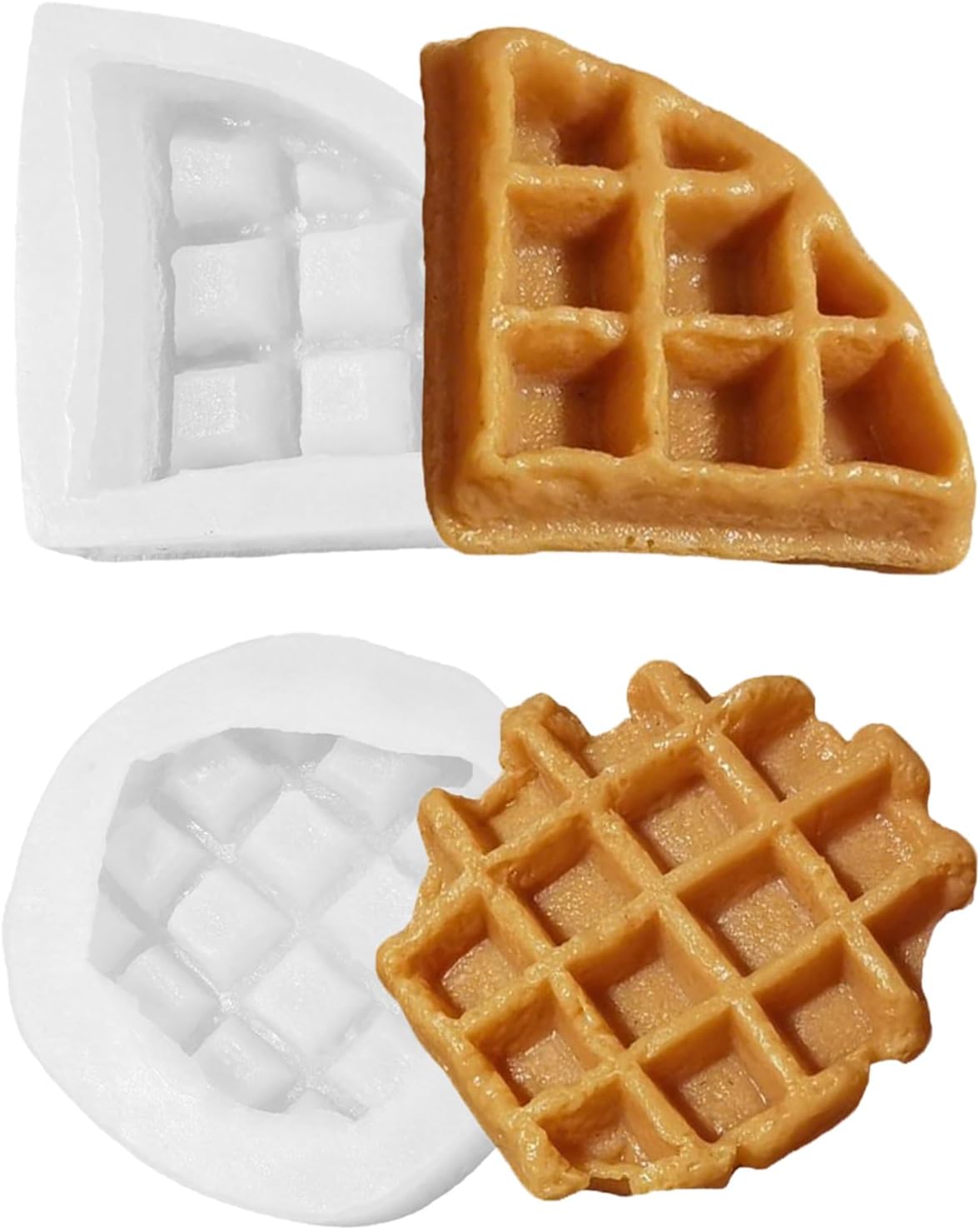 2PCS Waffle Silicone Mold, Waffles Bread Shape Candle Soap Mold for Chocolate, Fondant, Resin| 3.46IN Big Waffle Casting Molds for Baby Shower Birthday Party DIY Crafts‌ Gifts(Waffles)