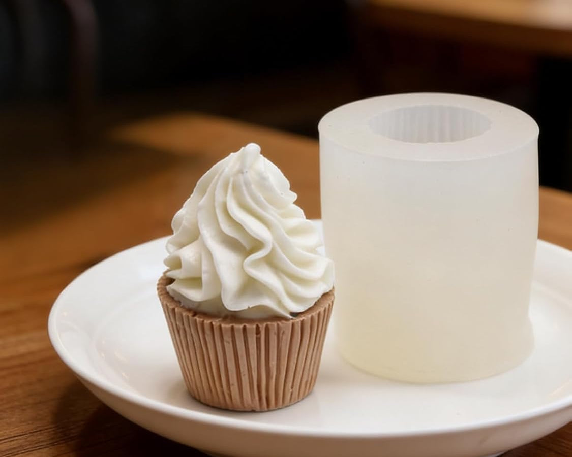 Cupcake Silicone Mold, 2 Pieces Ice-Cream Cupcake Resin Candle Mold Cupcake Shape Cake Mould for Wedding Birthday Party Decor Soap Epoxy Casting DIY Crafts Chocolate Fondant(Ice Cream Cup)