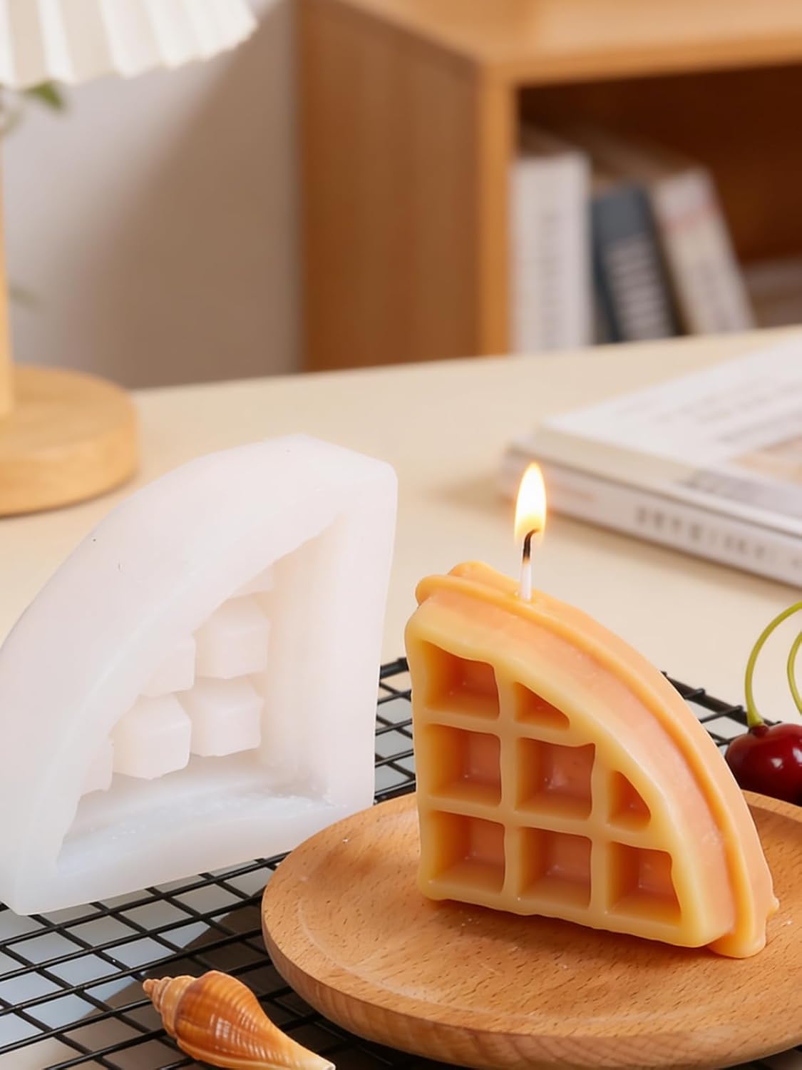 2PCS Waffle Silicone Mold, Waffles Bread Shape Candle Soap Mold for Chocolate, Fondant, Resin| 3.46IN Big Waffle Casting Molds for Baby Shower Birthday Party DIY Crafts‌ Gifts(Waffles)