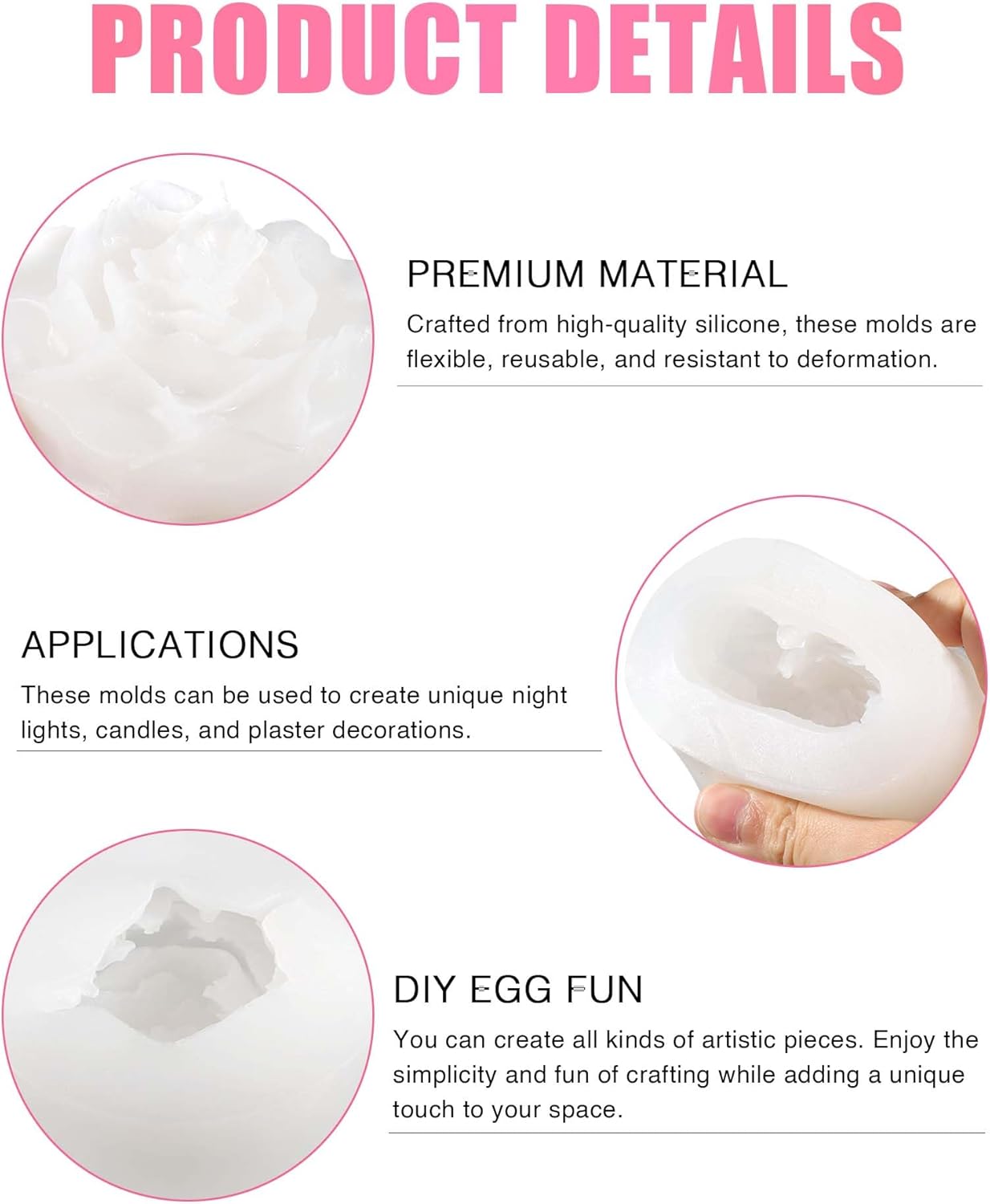 Jasmine Flower Candle Molds, 3D Flower Molds Silicone, Flexible Effortless Demoldable Silicone Molds for Candles, Resin Casting, Soap, Beeswax, Home Decor & Wedding Gifts