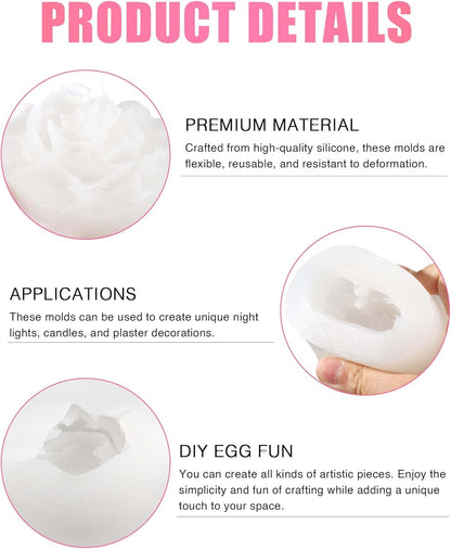 Jasmine Flower Candle Molds, 3D Flower Molds Silicone, Flexible Effortless Demoldable Silicone Molds for Candles, Resin Casting, Soap, Beeswax, Home Decor & Wedding Gifts