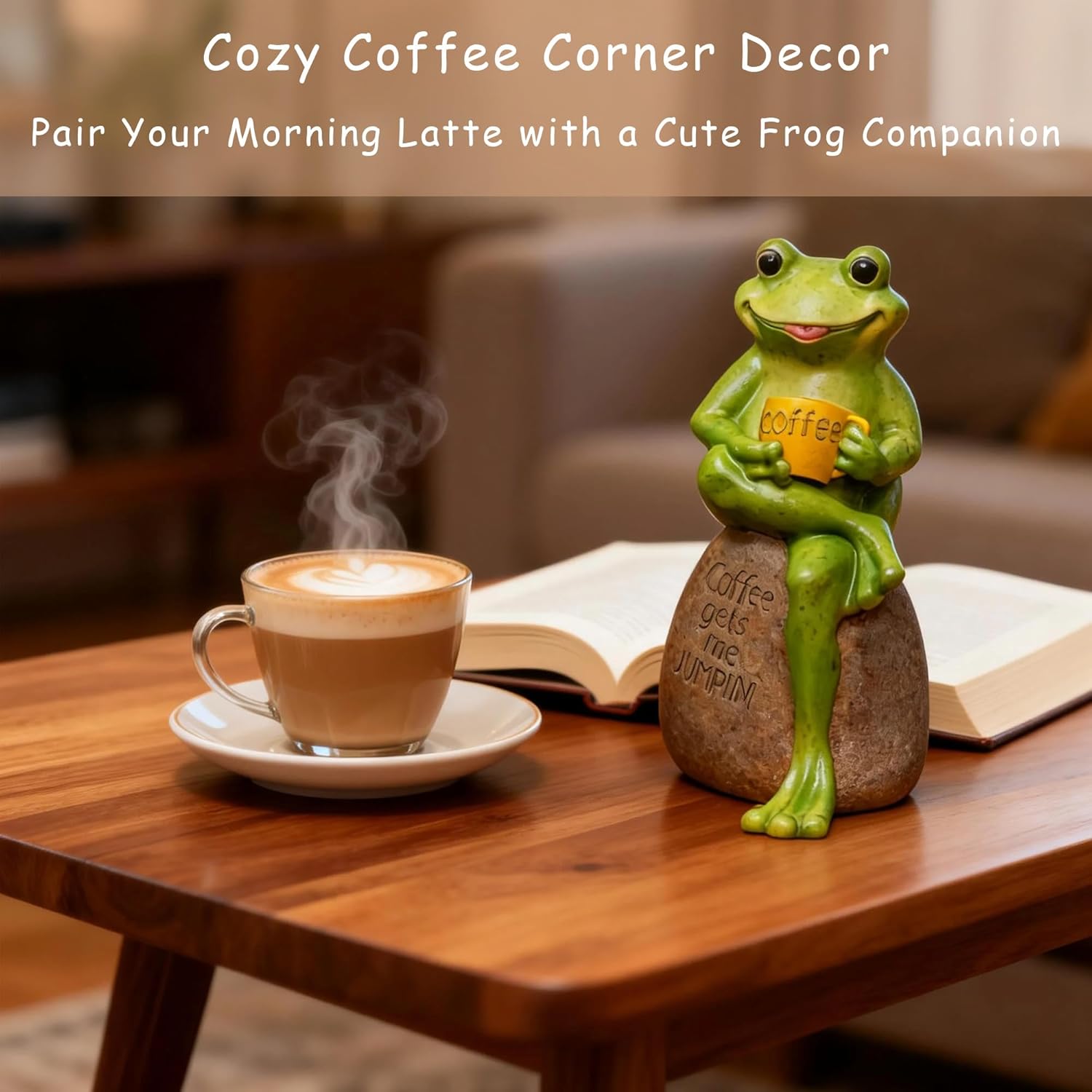 1 Pc Cross-Legged Coffee Frog Silicone Resin Mold 3D Sitting Frog Epoxy Resin Casting Mold for DIY Epoxy Crafts Garden Decor Desk Ornaments Birthday Party Gifts Bookends Home Decoration
