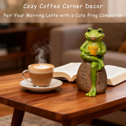 1 Pc Cross-Legged Coffee Frog Silicone Resin Mold 3D Sitting Frog Epoxy Resin Casting Mold for DIY Epoxy Crafts Garden Decor Desk Ornaments Birthday Party Gifts Bookends Home Decoration