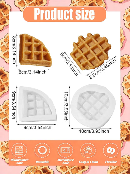 2PCS Waffle Silicone Mold, Waffles Bread Shape Candle Soap Mold for Chocolate, Fondant, Resin| 3.46IN Big Waffle Casting Molds for Baby Shower Birthday Party DIY Crafts‌ Gifts(Waffles)