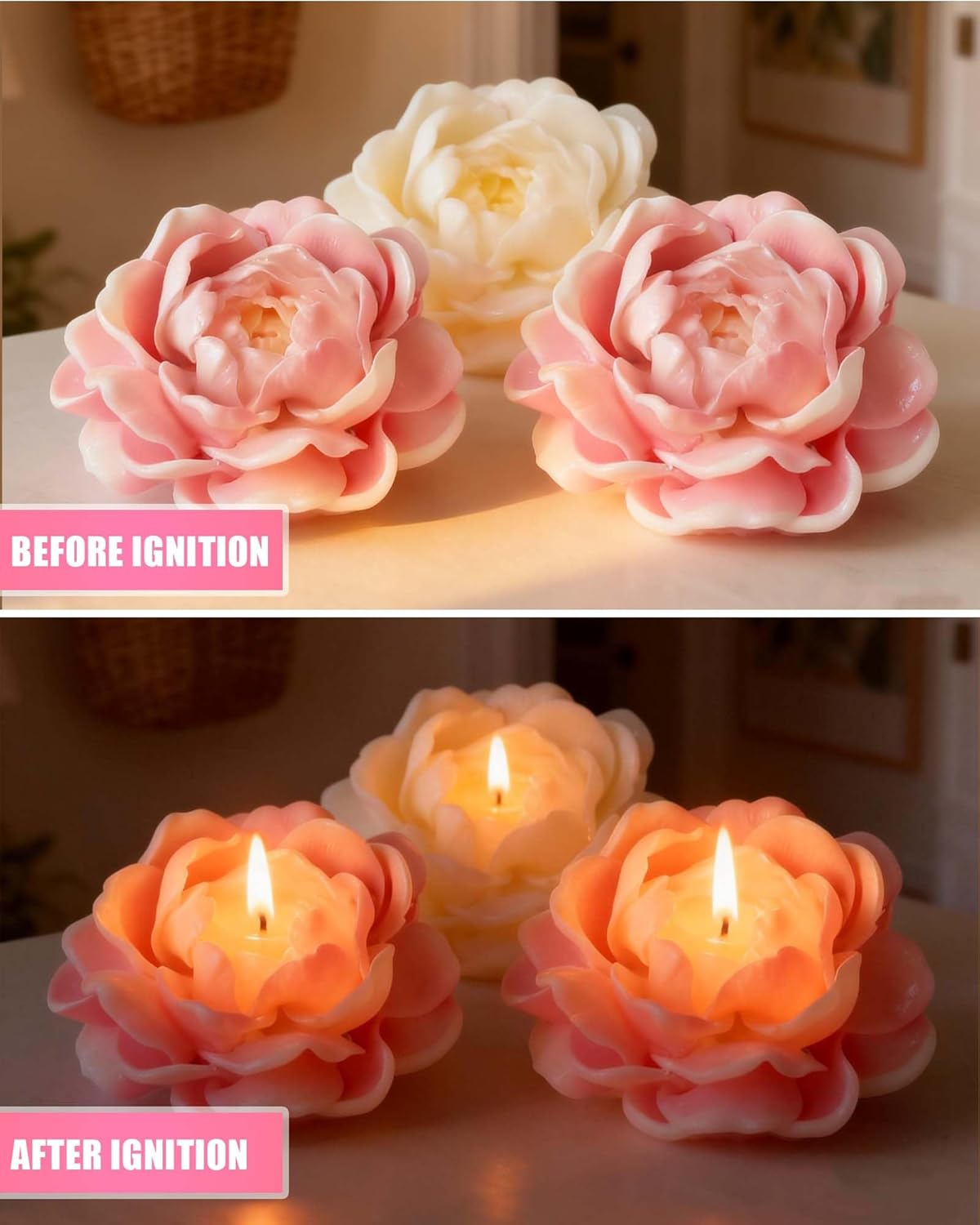 Jasmine Flower Candle Molds, 3D Flower Molds Silicone, Flexible Effortless Demoldable Silicone Molds for Candles, Resin Casting, Soap, Beeswax, Home Decor & Wedding Gifts