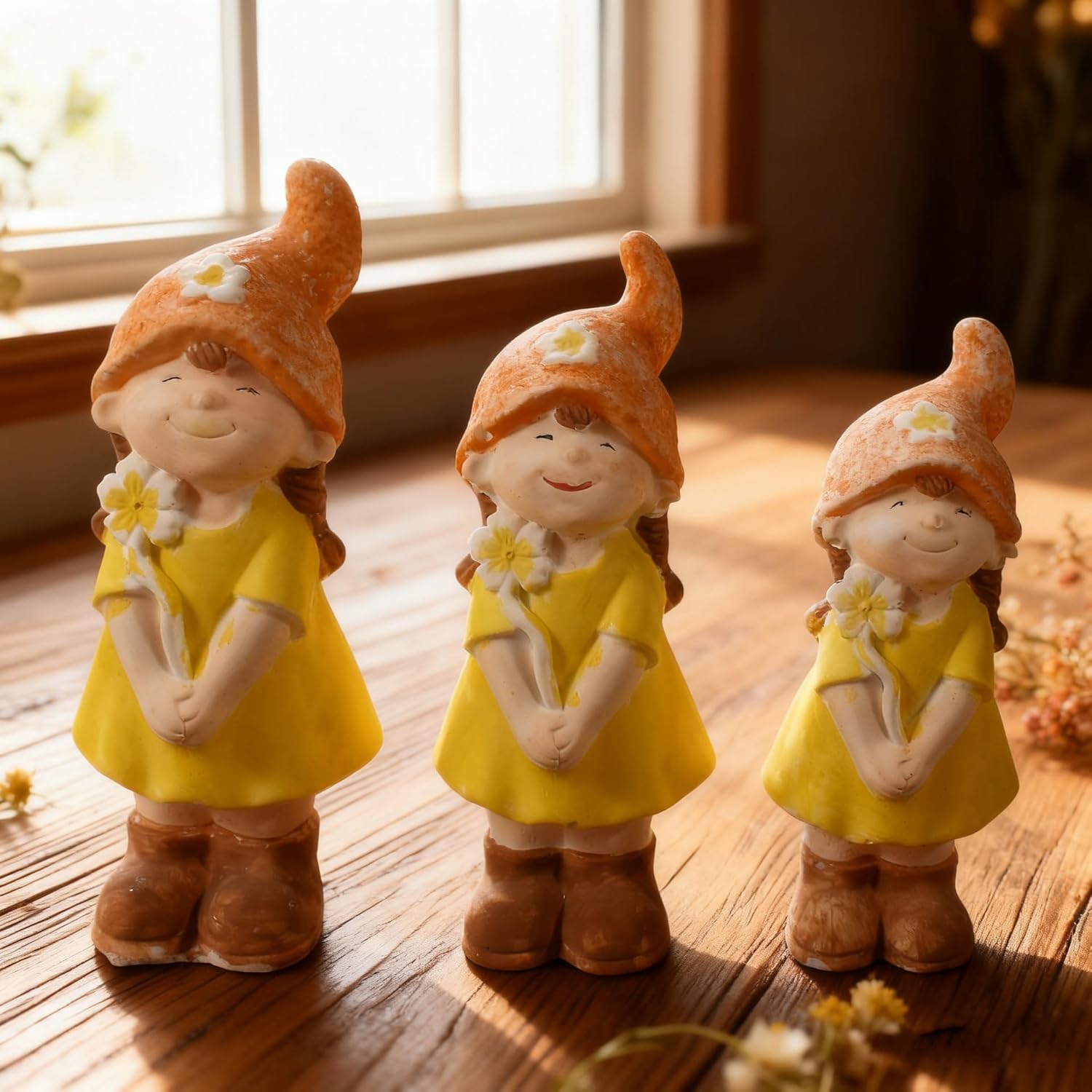 Gnome Girl Candle Silicone Mold, DIY Handmade Flower Girl Figurine Craft Mold, Small Medium Large Plaster Decoration, 3 Piece Set