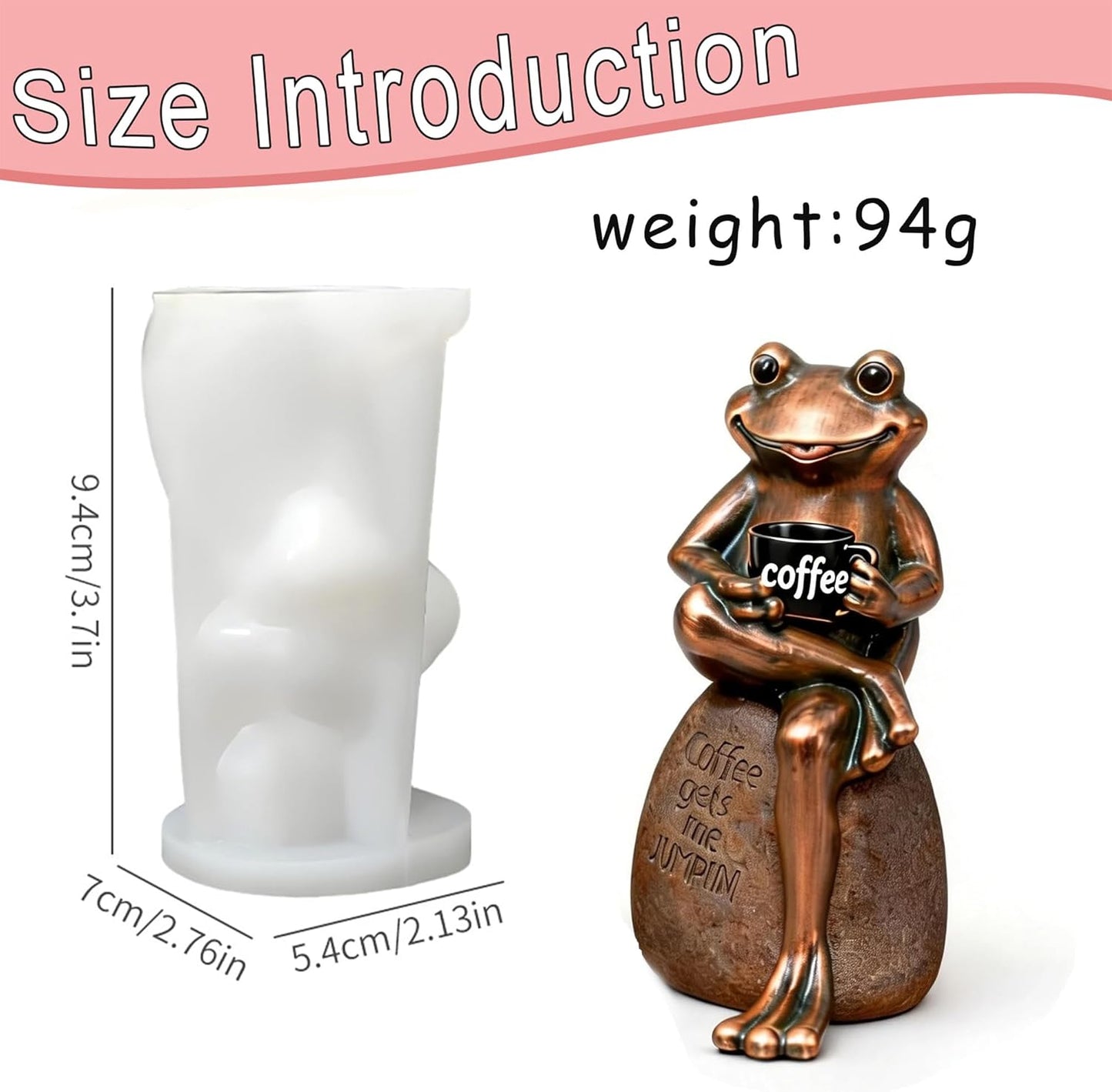 1 Pc Cross-Legged Coffee Frog Silicone Resin Mold 3D Sitting Frog Epoxy Resin Casting Mold for DIY Epoxy Crafts Garden Decor Desk Ornaments Birthday Party Gifts Bookends Home Decoration