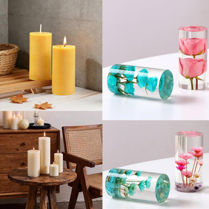 Large Cylinder Mold for Candle Making, 2x3Inch 2x6Inch 2x8Inch Cylinder Silicone Candle Mold, 3 Pcs Long Pillar Epoxy Resin Casting Mold for Wax Candle Resin Craft Making