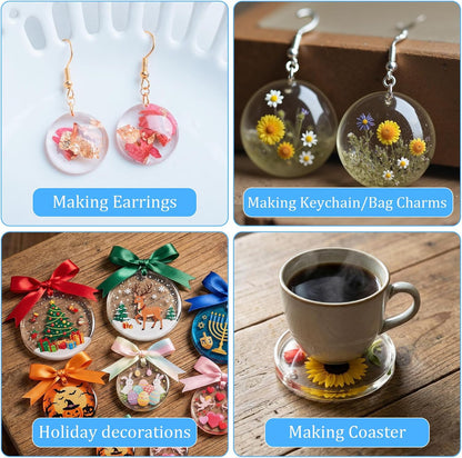 3pcs Silicone Circle Mold,Round Resin Molds Silicone,Key Chain Resin Molds with Hole,4/9/12-Cavity Round Pendant Ornament Mold for DIY Jewelry,Keychains,Ornaments